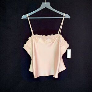 BLUE TASSEL at ANTHROPOLOGIE Lace Trim Straight Neck Tank Top — LARGE — NWT